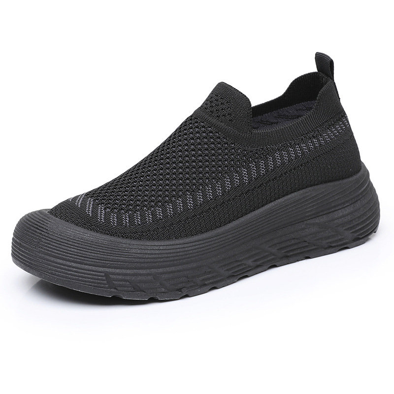 Adidași sport pentru femei, partea superioară din fly-weave mesh respirabil, design slip-on, ușori, talpă din cauciuc, talie joasă