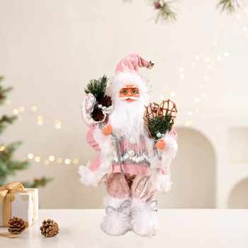 Pliušinė Kalėdinė dekoracija – miela Kalėdų senelio pliušinė figūrėlė vitrinos dekoracijai