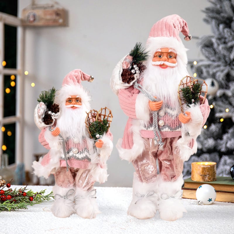 Pliušinė Kalėdinė dekoracija – miela Kalėdų senelio pliušinė figūrėlė vitrinos dekoracijai