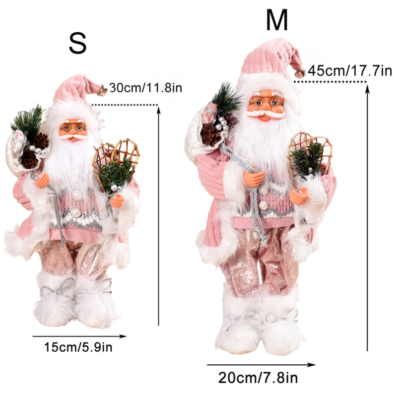 Pliušinė Kalėdinė dekoracija – miela Kalėdų senelio pliušinė figūrėlė vitrinos dekoracijai