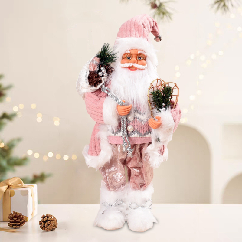 Pliušinė Kalėdinė dekoracija – miela Kalėdų senelio pliušinė figūrėlė vitrinos dekoracijai