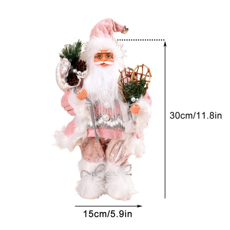 Pliušinė Kalėdinė dekoracija – miela Kalėdų senelio pliušinė figūrėlė vitrinos dekoracijai