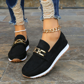 Pantofi platformă cu toc gros, partea superioară din microfibră respirabilă, talpă din cauciuc, branț PU