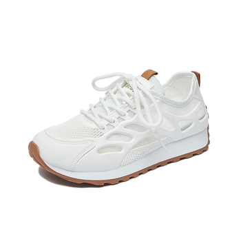 Dad sneakers pentru femei - casual, upper din canvas, interior din mesh, vârf rotund, șiret frontal
