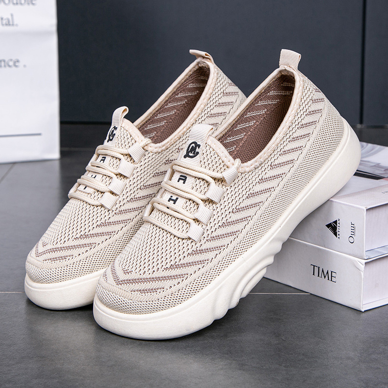 Pantofi de plasă pentru femei, respirabili și ușori (vârf rotund; talpă PU; partea superioară din plasă; înălțime joasă; turnare prin injecție)