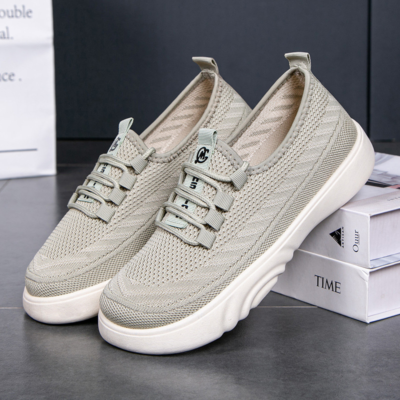 Pantofi de plasă pentru femei, respirabili și ușori (vârf rotund; talpă PU; partea superioară din plasă; înălțime joasă; turnare prin injecție)