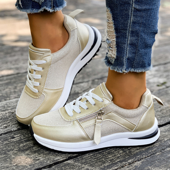 Pantofi flats femei cu șiret frontal, vârf rotund, partea superioară PU, talpă turnată prin injecție, toc 3-5 cm