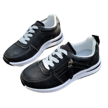 Pantofi flats femei cu șiret frontal, vârf rotund, partea superioară PU, talpă turnată prin injecție, toc 3-5 cm