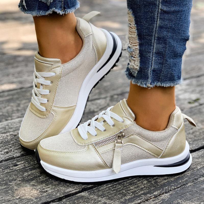 Pantofi flats femei cu șiret frontal, vârf rotund, partea superioară PU, talpă turnată prin injecție, toc 3-5 cm