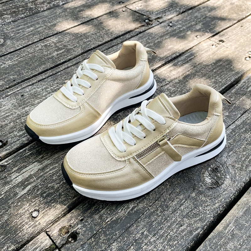 Pantofi flats femei cu șiret frontal, vârf rotund, partea superioară PU, talpă turnată prin injecție, toc 3-5 cm