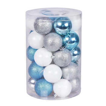 Skaidri plastikiniai Kalėdų kamuoliukų rinkinys, 24 vnt. eglutei dekoruoti