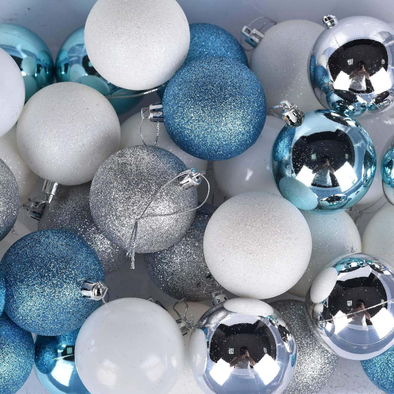 Skaidri plastikiniai Kalėdų kamuoliukų rinkinys, 24 vnt. eglutei dekoruoti