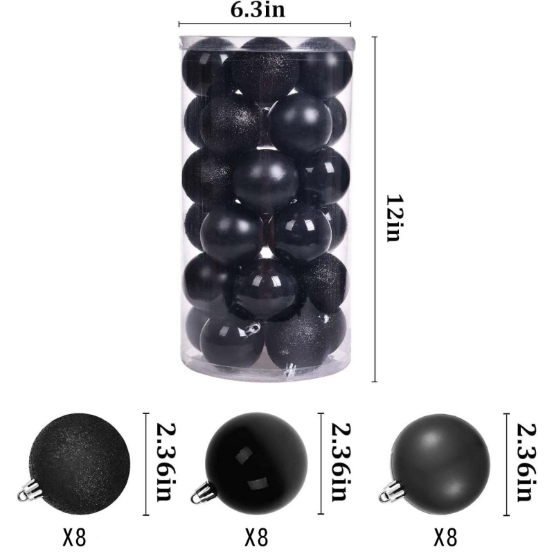 Skaidri plastikiniai Kalėdų kamuoliukų rinkinys, 24 vnt. eglutei dekoruoti