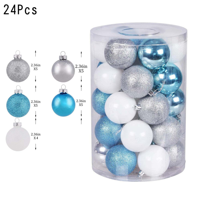 Skaidri plastikiniai Kalėdų kamuoliukų rinkinys, 24 vnt. eglutei dekoruoti
