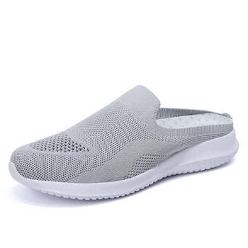 Pantofi sport slip-on pentru femei, cu căptușeală din plasă respirabilă, vamp elastic, vârf rotund, toc mediu 3-5 cm, siluetă înaltă