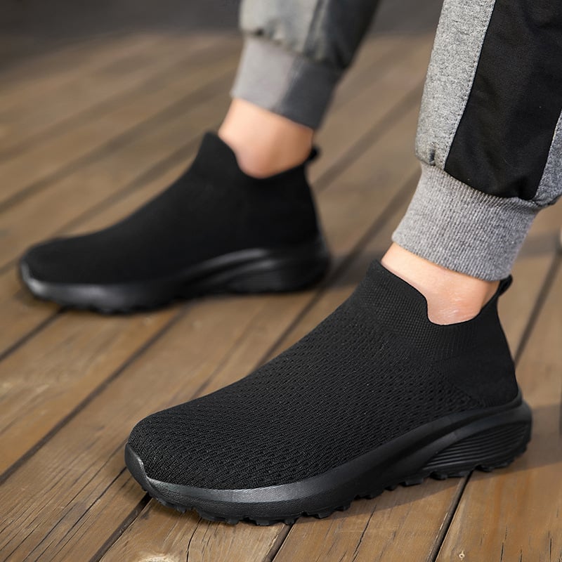 Unisex Flyknit Slip-On sportbačiai, kvėpuojanti viršutinė dalis, EVA pada, platus nosis, visoms sezonoms