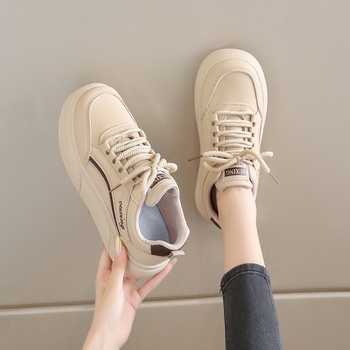 Ženske minimalističke tenisice s okruglim vrhom, gornji dio od umjetne PU, gumeni đon, vezanje