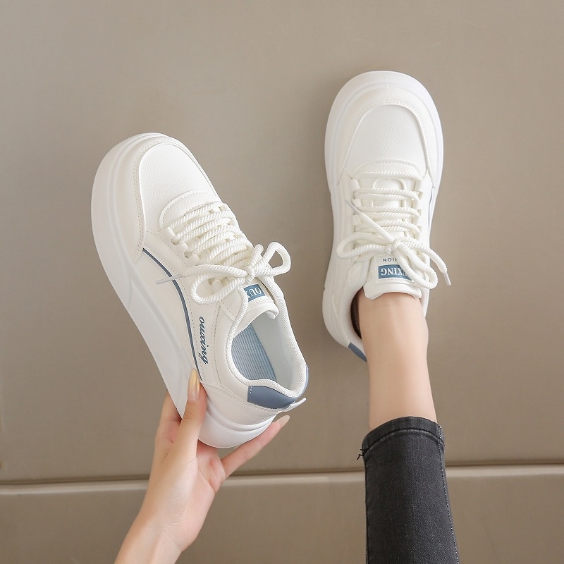 Ženske minimalističke tenisice s okruglim vrhom, gornji dio od umjetne PU, gumeni đon, vezanje