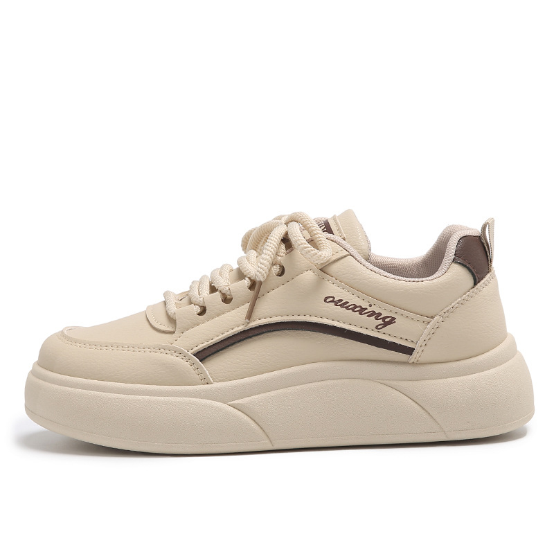 Ženske minimalističke tenisice s okruglim vrhom, gornji dio od umjetne PU, gumeni đon, vezanje