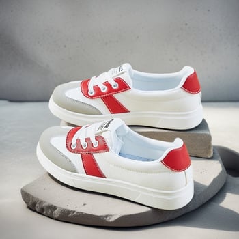 Moterų kasdieniai sportbačiai su PU viršutine, EVA vidpadis, anti-slip gumos padas, kvėpuojanti tinklelio įdėklas, raištelių užsegimas