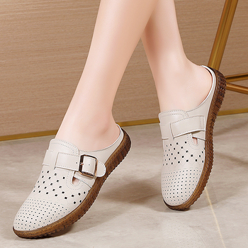 Naiste nahast Birkenstock-stiilis suvekingad, ülemine kiht kahest nahast, mikrofiiber vooder, PVC tald, lame kanna, kerged ja mugavad