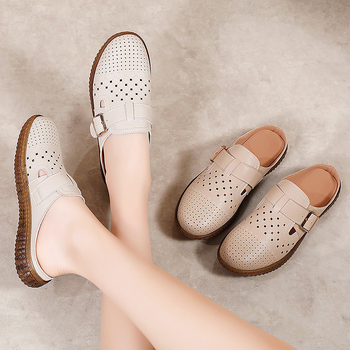 Naiste nahast Birkenstock-stiilis suvekingad, ülemine kiht kahest nahast, mikrofiiber vooder, PVC tald, lame kanna, kerged ja mugavad