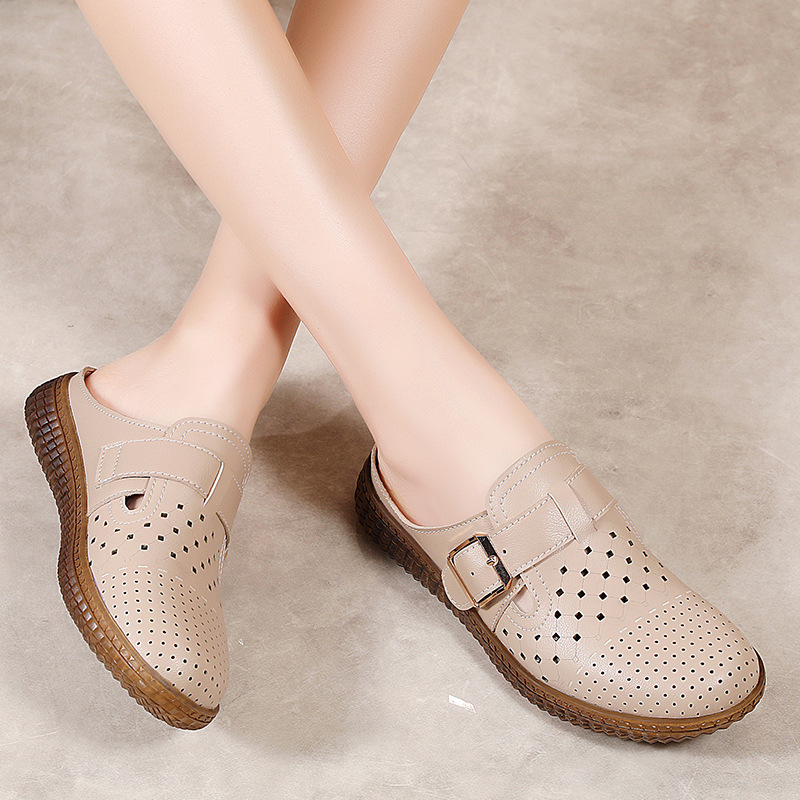 Naiste nahast Birkenstock-stiilis suvekingad, ülemine kiht kahest nahast, mikrofiiber vooder, PVC tald, lame kanna, kerged ja mugavad