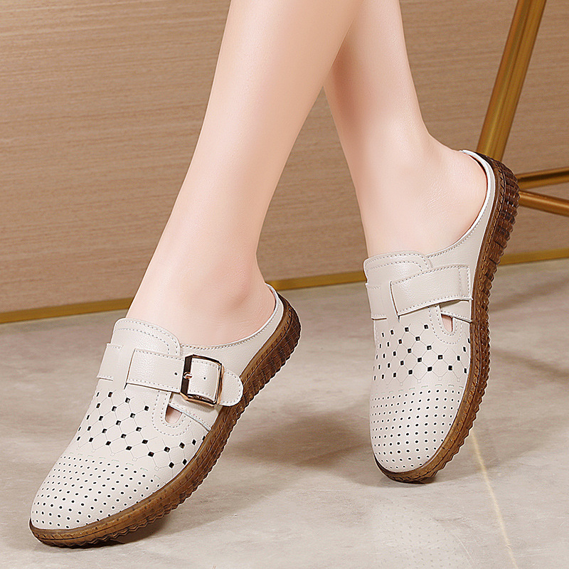 Naiste nahast Birkenstock-stiilis suvekingad, ülemine kiht kahest nahast, mikrofiiber vooder, PVC tald, lame kanna, kerged ja mugavad