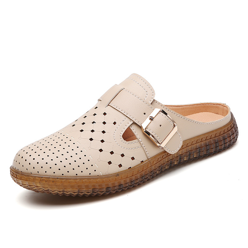 Naiste nahast Birkenstock-stiilis suvekingad, ülemine kiht kahest nahast, mikrofiiber vooder, PVC tald, lame kanna, kerged ja mugavad