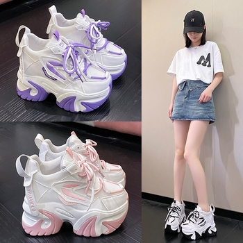 Ženske cipele s visokim potpeticama i platformom, vezivanje, kvadratni vrh, gornji dio PU-mreža, prugasti uzorak