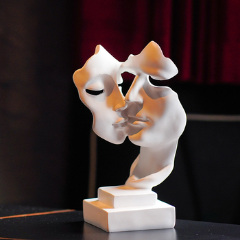 Figuur – abstraktne paar, suudlev nägu, resinist kaunistus, Runzhizin, kaasaegne minimalistlik stiil, sobiv pulmaks või sünnipäevaks kingitus