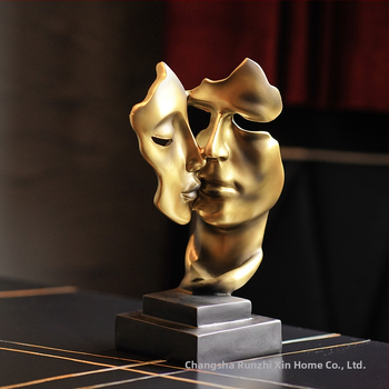 Figuur – abstraktne paar, suudlev nägu, resinist kaunistus, Runzhizin, kaasaegne minimalistlik stiil, sobiv pulmaks või sünnipäevaks kingitus