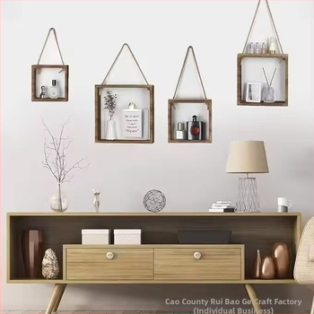 Medinis pakabinamas kvadratinis sieninis laikiklis – vieno aukšto, kabliuko tipo tvirtinimas, judantis, prisitaikantis stilius, tinka virtuvei, miegamajam, voniai, svetainei ir gėlių stendui