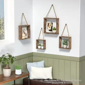 Medinis pakabinamas kvadratinis sieninis laikiklis – vieno aukšto, kabliuko tipo tvirtinimas, judantis, prisitaikantis stilius, tinka virtuvei, miegamajam, voniai, svetainei ir gėlių stendui