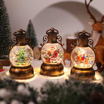 Muzikos dėžutė prie stalo dekoracijai su šviečiančia krištolo rutule — Kalėdinis dekoras, medžiagos plastikas/resinas, stilius verslo/klasikinis