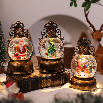 Muzikos dėžutė prie stalo dekoracijai su šviečiančia krištolo rutule — Kalėdinis dekoras, medžiagos plastikas/resinas, stilius verslo/klasikinis