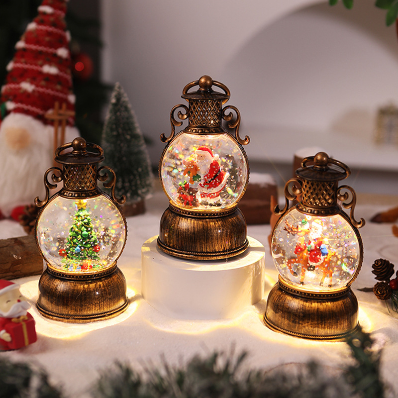 Muzikos dėžutė prie stalo dekoracijai su šviečiančia krištolo rutule — Kalėdinis dekoras, medžiagos plastikas/resinas, stilius verslo/klasikinis