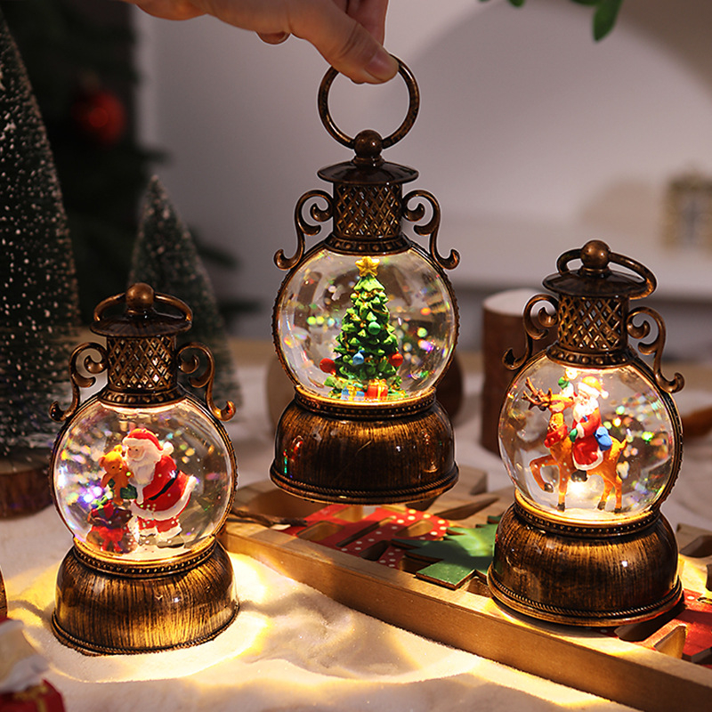 Muzikos dėžutė prie stalo dekoracijai su šviečiančia krištolo rutule — Kalėdinis dekoras, medžiagos plastikas/resinas, stilius verslo/klasikinis