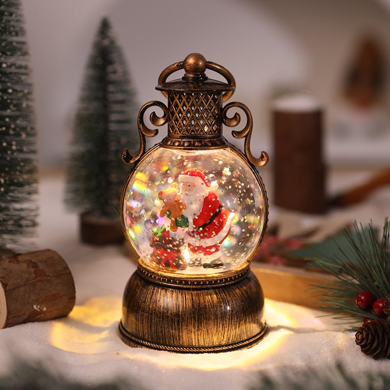 Muzikos dėžutė prie stalo dekoracijai su šviečiančia krištolo rutule — Kalėdinis dekoras, medžiagos plastikas/resinas, stilius verslo/klasikinis