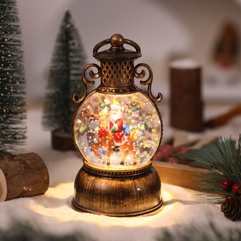 Muzikos dėžutė prie stalo dekoracijai su šviečiančia krištolo rutule — Kalėdinis dekoras, medžiagos plastikas/resinas, stilius verslo/klasikinis