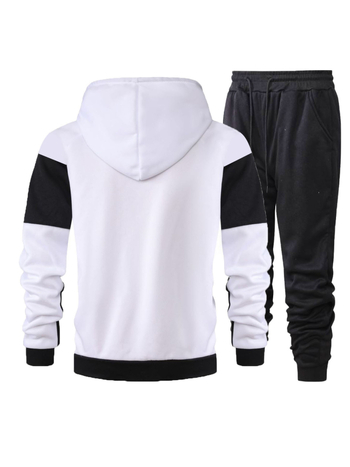 Vyriskas dviejų dalių sportinis komplektas su gobtuvu ir užtrauktuku, vilninis pamušalas, laisvas kirpimas, poliesteris