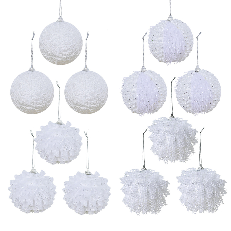 Kalėdinė dekoracija su nėrinių spindesiu ir burbulėmis, plastikas, modernus minimalistinis stilius, pusiau rankų darbo gamyba, kabykla dekoracija