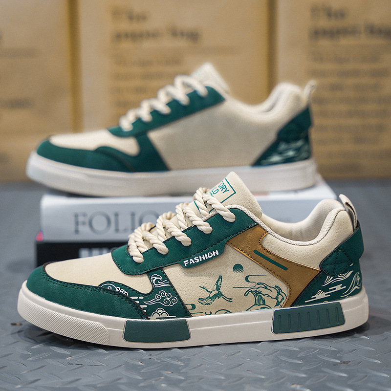 Vyriški kvėpuojantys drobiniai kasdieniai laisvalaikio batai su integruota kailio viršutine dalimi, gumos padas, priešslydis ir atsparūs dėvėjimui, pavasaris–vasara–ruduo.