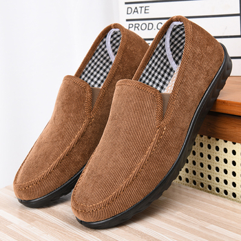 Meeste Corduroy lazyjalatsid hingava PU tallaga, ümmargune varvas, elastne sulgemine, tekstiilist sisetald