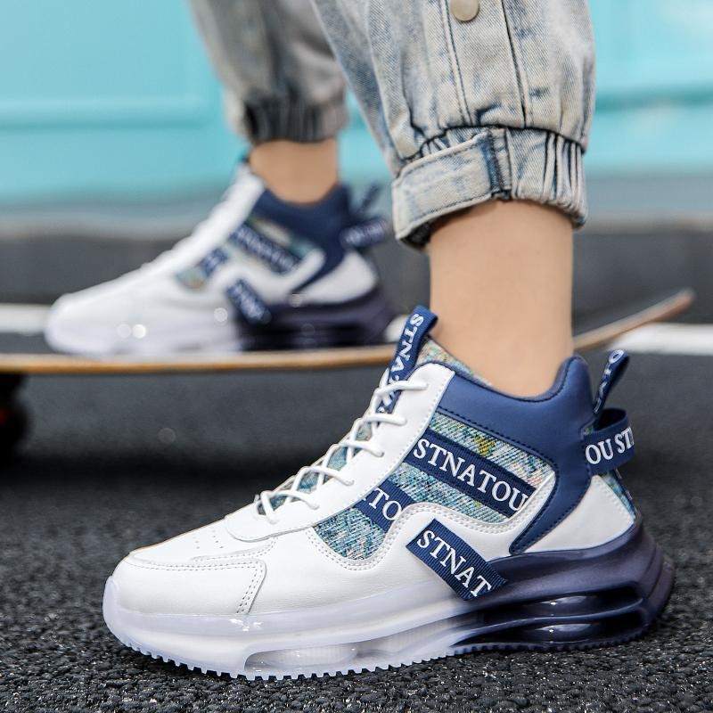 Uniszex magas szárú divat sportcipő Space bőr felsőréteggel, kerek orr, etnikus stílus, textilebélés
