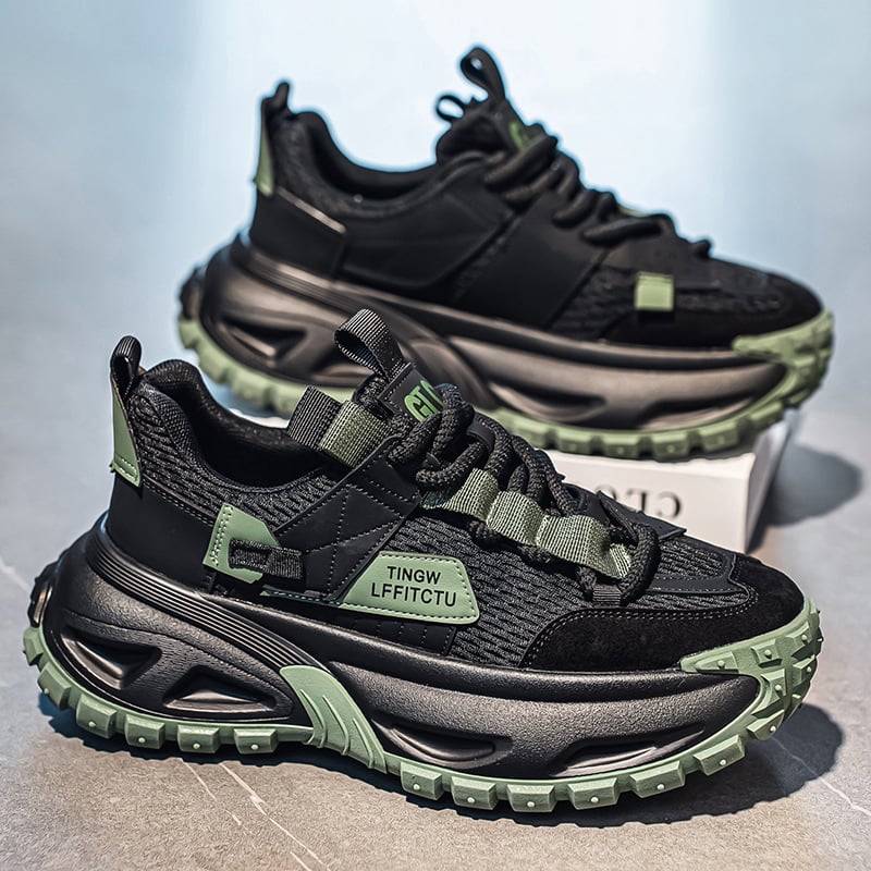 Férfi Dad Shoes vastag talppal, felső: szintetikus bőr, talp: gumi, zárás: fűző, EVA belső talp, sarokmagasság 3–5 cm