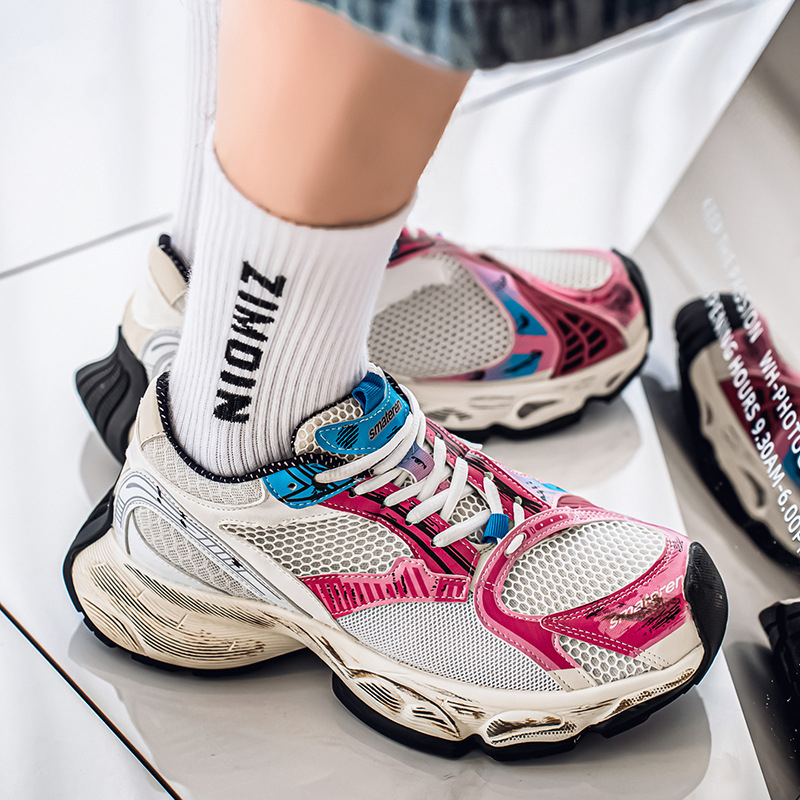 Férfi Dad Shoes – vastag talpú, fűzővel, PU+ hálós felsőrész, mindennapi sportcipő minden évszakhoz