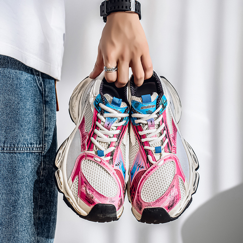 Férfi Dad Shoes – vastag talpú, fűzővel, PU+ hálós felsőrész, mindennapi sportcipő minden évszakhoz