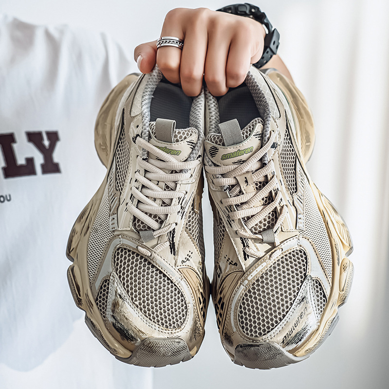 Férfi Dad Shoes – vastag talpú, fűzővel, PU+ hálós felsőrész, mindennapi sportcipő minden évszakhoz