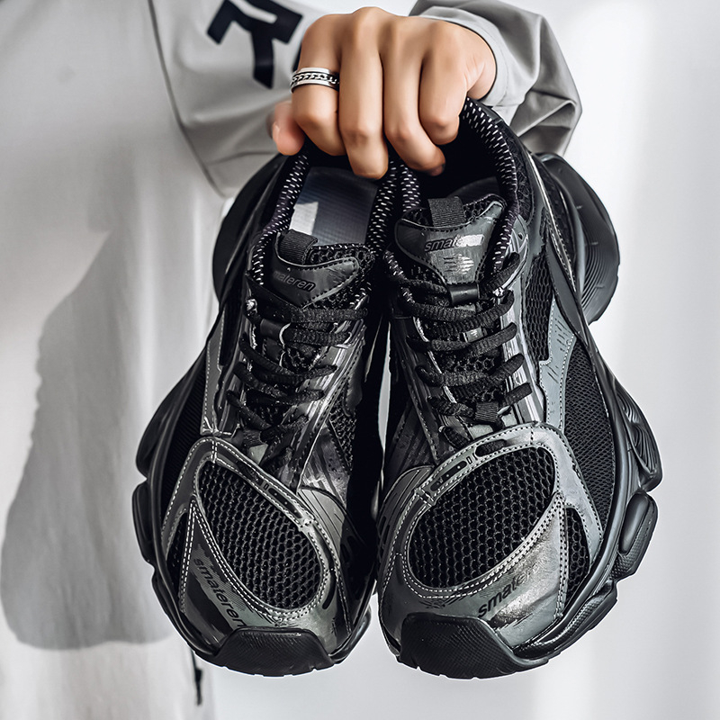 Férfi Dad Shoes – vastag talpú, fűzővel, PU+ hálós felsőrész, mindennapi sportcipő minden évszakhoz